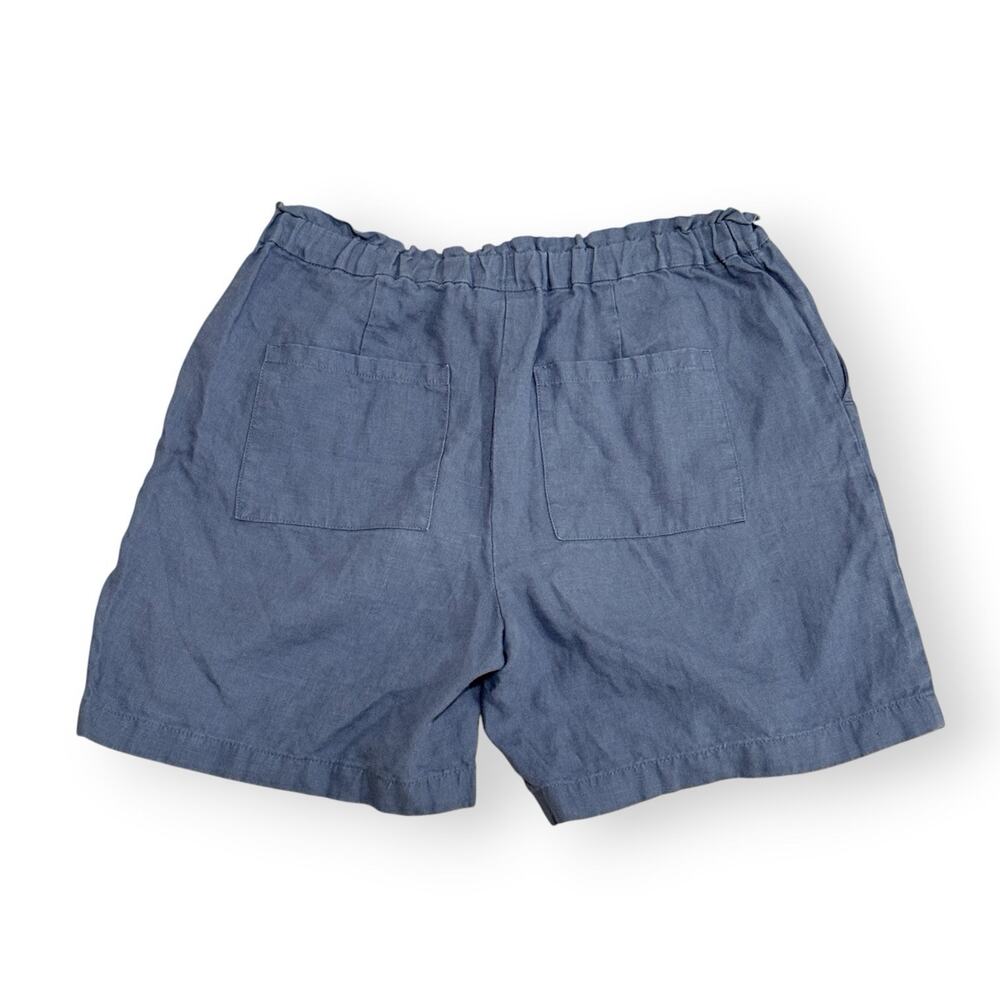 J. Jill Pure Jill Blue 100% Linen Shorts S Pull On Elastic Waist Slash Pockets - Picture 5 of 8